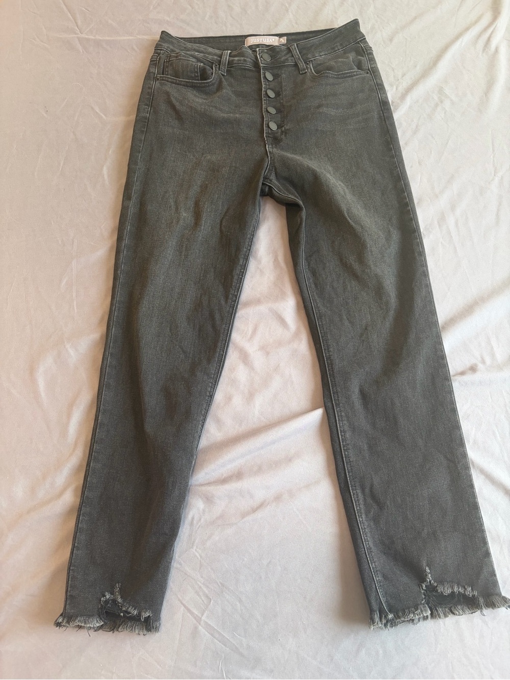 Just USA High-Rise Button-Fly Grey Women’s Jeans 8